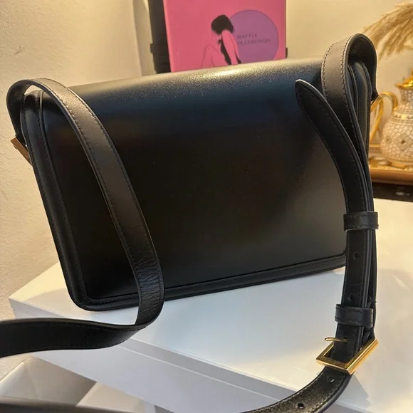 Yves Saint Laurent Black Crossbody Bag with Gold Logo - Picture 4 of 9